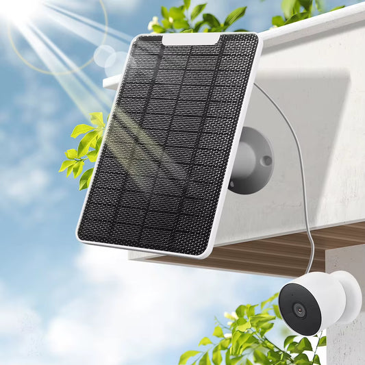 IP65 Waterproof Micro Solar Panels for Google Nest Cam with 360 Degree Adjustable Bracket for Continuous Power Supply
