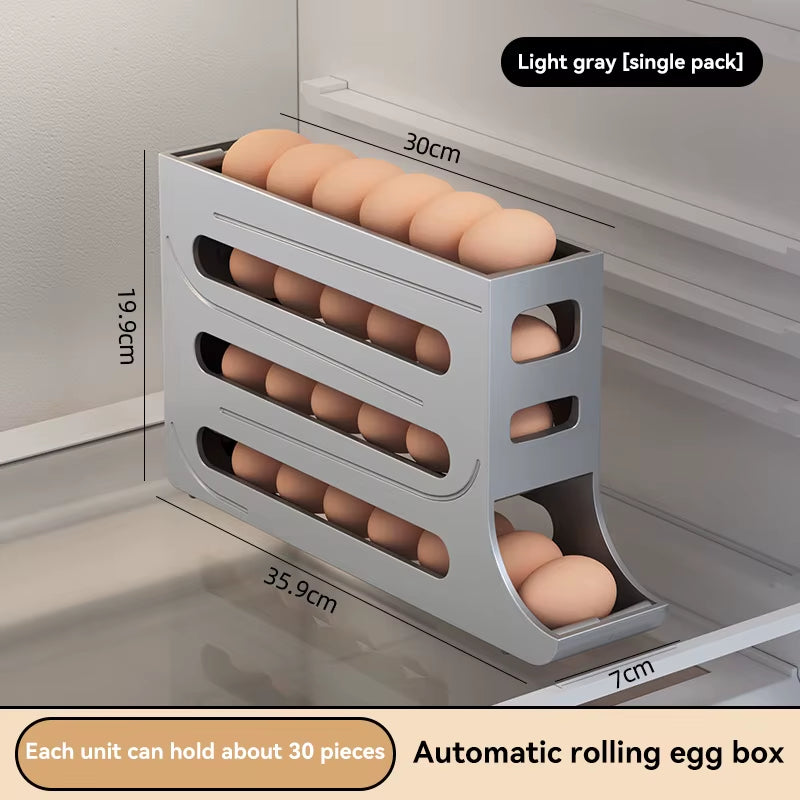 Large Capacity Automatic Egg Roller Household Four Tier Refrigerator Egg Storage Box Space Saving Kitchen Dedicated Egg Organise