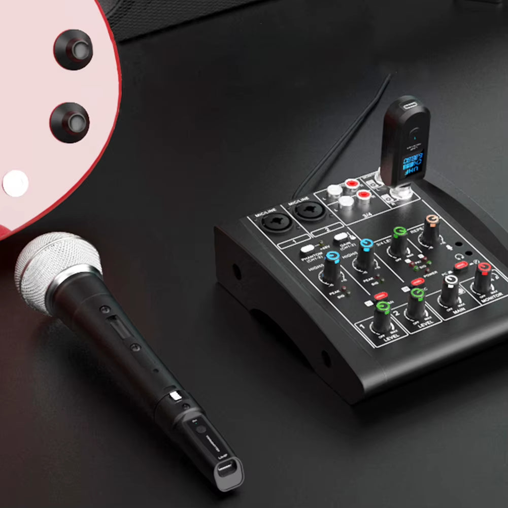 Wireless Microphone Transmitter Receiver System UHF XLR Adapter System for Dynamic Microphone Guitar Audio Mixer PA System