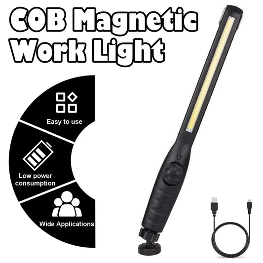Led Waterproof Work Light Power Flashlight with Magnet Rechargeable Portable Camping 360°Rotation Base Bright Work Light Usb New