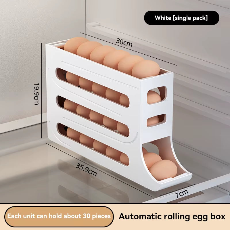 Large Capacity Automatic Egg Roller Household Four Tier Refrigerator Egg Storage Box Space Saving Kitchen Dedicated Egg Organise