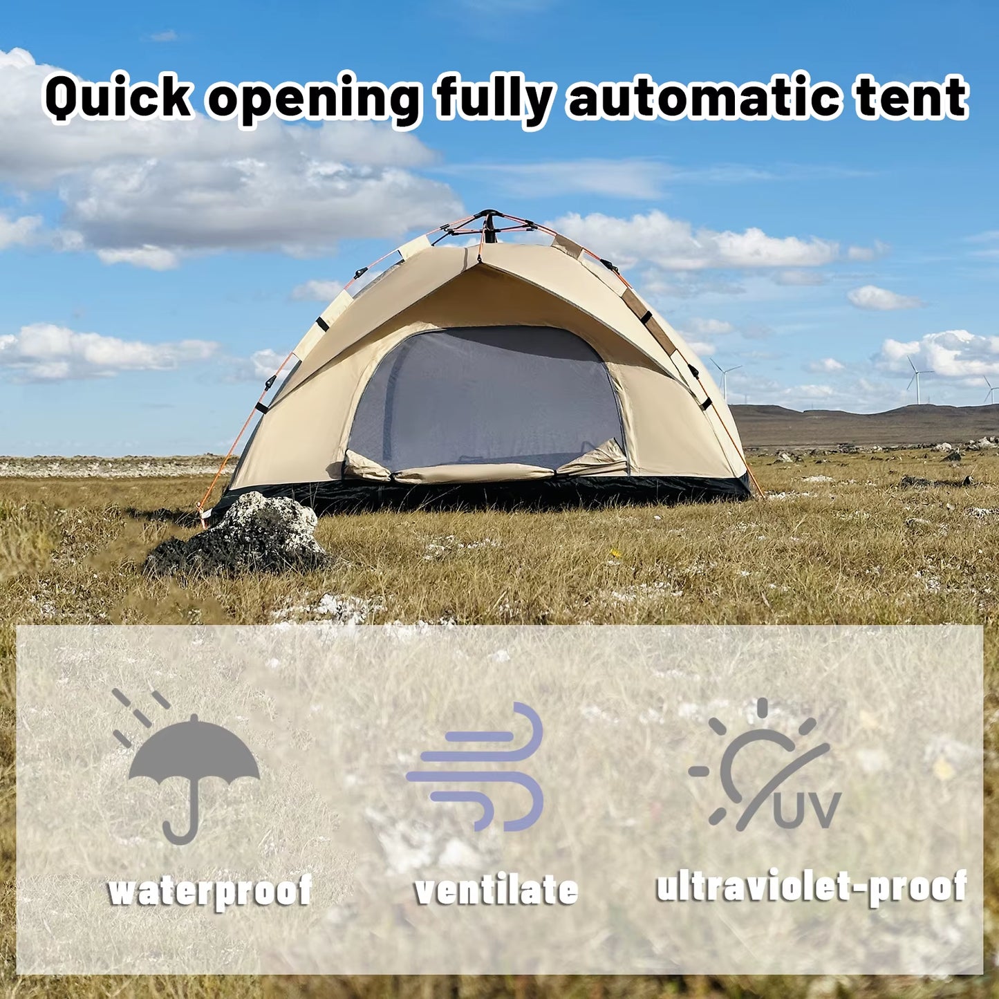 Outdoor Automatic Quick-Opening Tent Automatic Rainproof Sunshine-Proof Tent Fishing Beach Sunshine Shelter 4 Person Tents