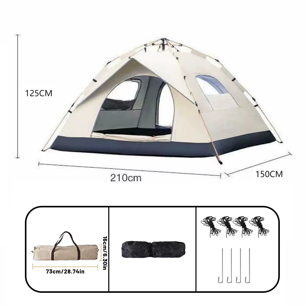 Outdoor Automatic Quick-Opening Tent Automatic Rainproof Sunshine-Proof Tent Fishing Beach Sunshine Shelter 4 Person Tents