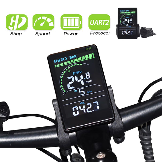M6C Odometer Applicable to UART2 Electric Bike Bicycle Computer Wired Speedometer Waterproof Bicycle Bicycle Computer