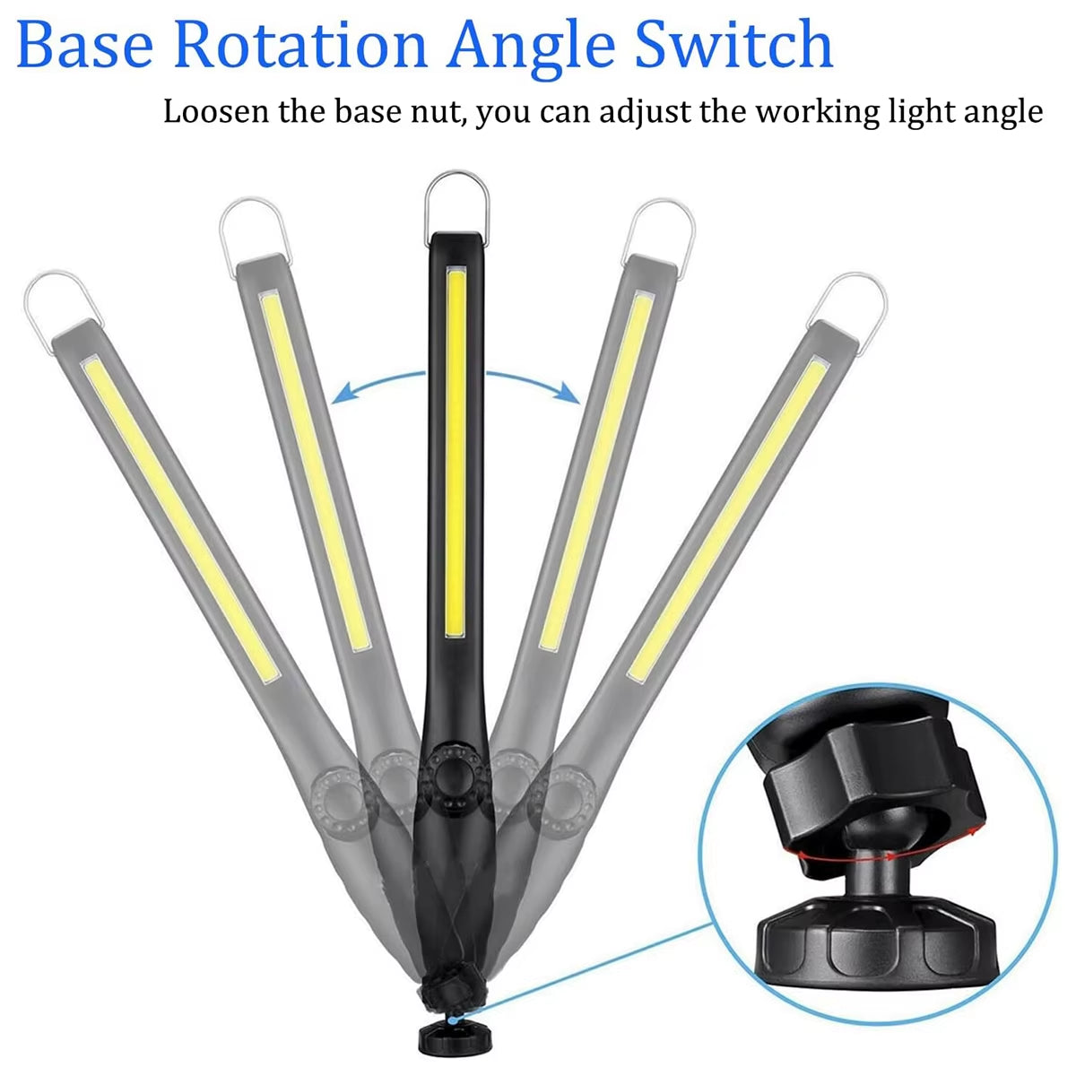 Led Waterproof Work Light Power Flashlight with Magnet Rechargeable Portable Camping 360°Rotation Base Bright Work Light Usb New