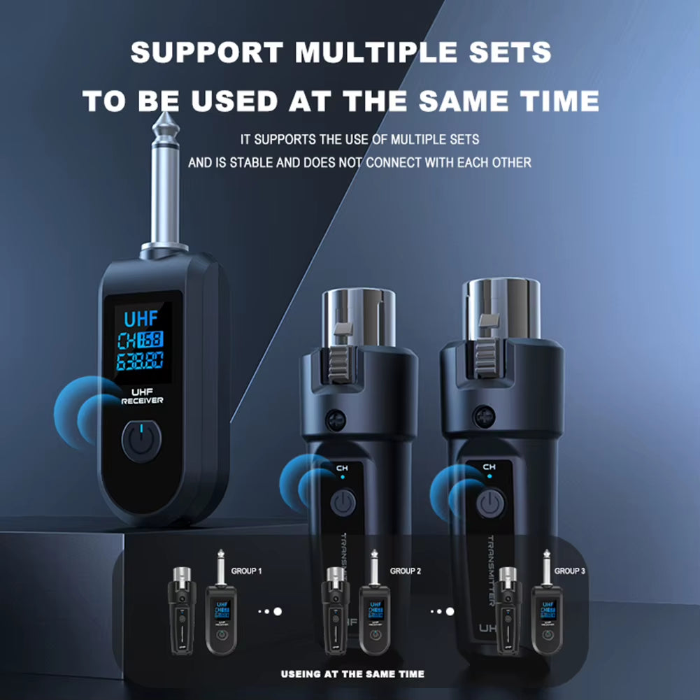 Wireless Microphone Transmitter Receiver System UHF XLR Adapter System for Dynamic Microphone Guitar Audio Mixer PA System