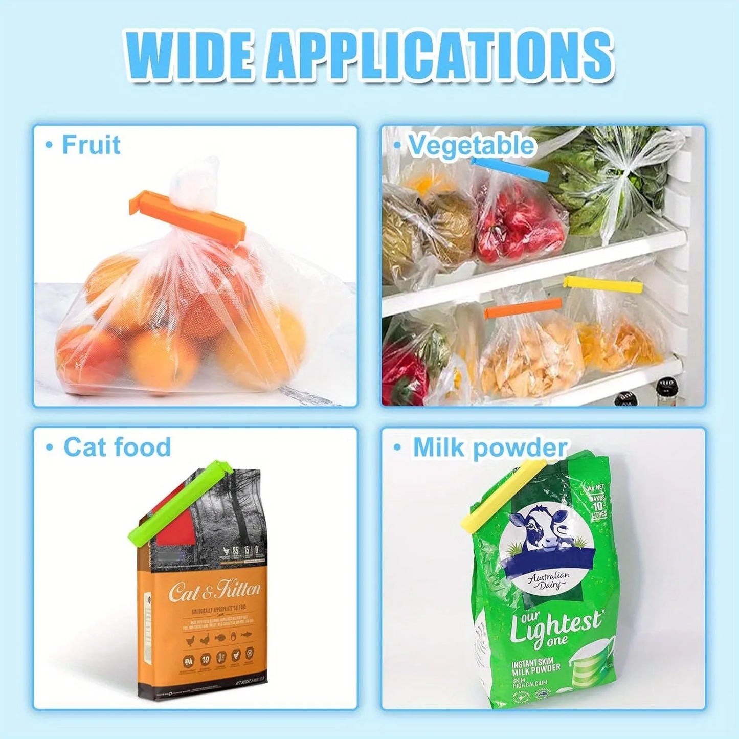 5-100PCS Food Snack Bag Sealing Plastic Clips for Packages Kitchen Storage Package and Organization Items Accessories