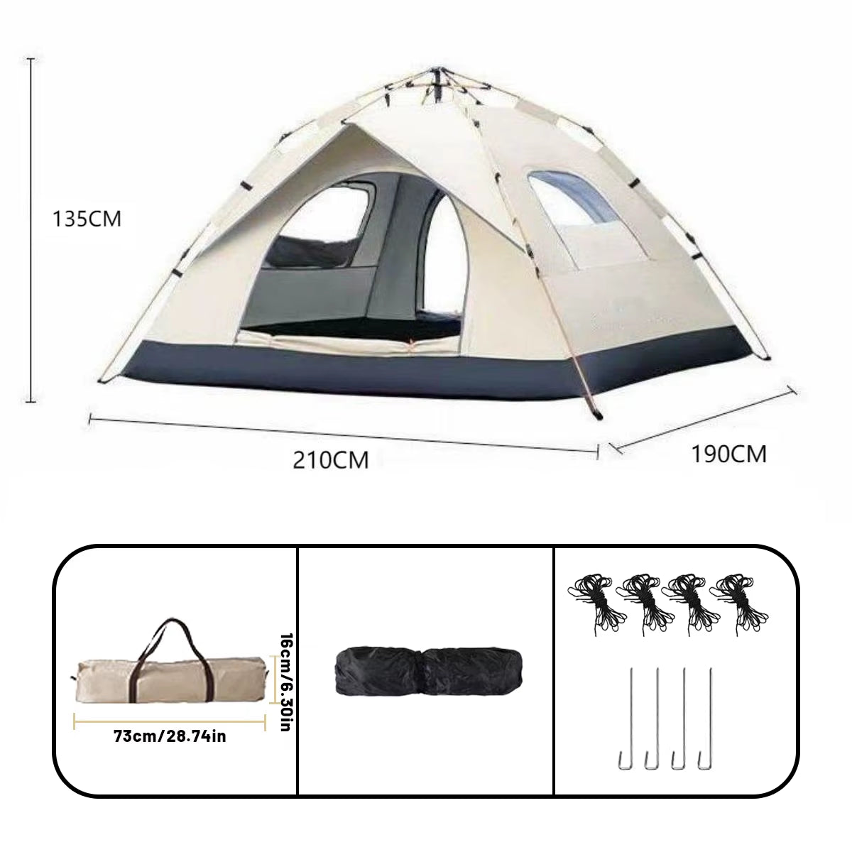 Outdoor Automatic Quick-Opening Tent Automatic Rainproof Sunshine-Proof Tent Fishing Beach Sunshine Shelter 4 Person Tents