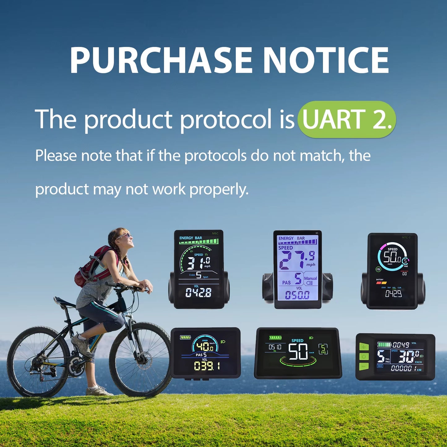 M6C Odometer Applicable to UART2 Electric Bike Bicycle Computer Wired Speedometer Waterproof Bicycle Bicycle Computer