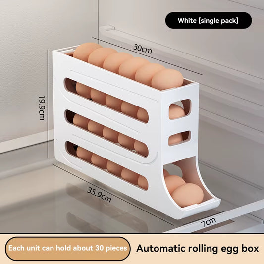 Large Capacity Automatic Egg Roller Household Four Tier Refrigerator Egg Storage Box Space Saving Kitchen Dedicated Egg Organise
