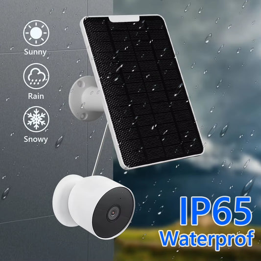 IP65 Waterproof Micro Solar Panels for Google Nest Cam with 360 Degree Adjustable Bracket for Continuous Power Supply
