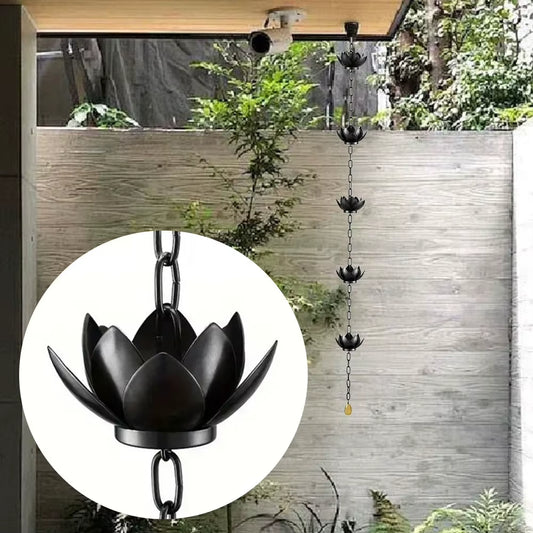 Lotus Decorative Rain Chain Outdoor Garden Hanging Rain Catcher Cups for Gutters Downspouts Outside